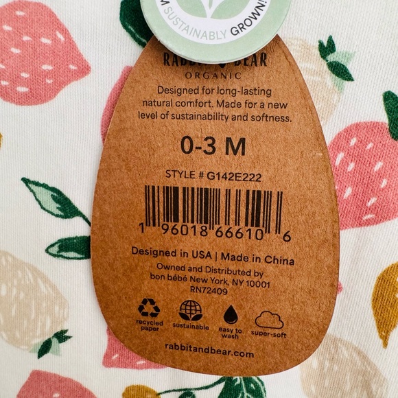 Rabbit + Bear Strawberries Onesie & Ruffle Pants Outfit Set NWT 🍓 - Picture 14 of 14